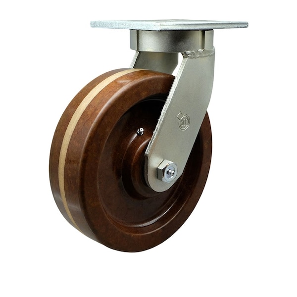 Service Caster 12'' Extra Heavy Duty High Temp Phenolic Wheel Swivel Caster with Swivel Lock CRAN-SCC-KP92S1230-PHRHT-BSL - main